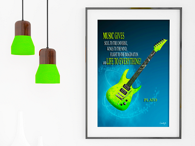 Green Guitar Poster design green guitar illustration instrament instrument music poster