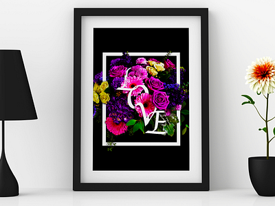 "Love" typography design flowers illustration love pink poster red typography yellow