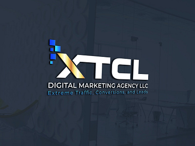 Digital Marketing Agency Logo agency blue brand branding design digital gold illustration llc logo logodesign logodesigner logos logotype marketing text xtcl