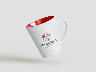 MA Global Group Mug design branding design graphic design logo logo design logo type logos m letter logo mug mug design mug mockup red color