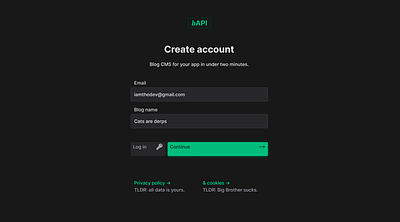 Blog API: Login auth green login ui