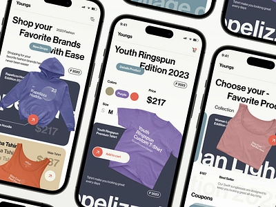 Youngs - Fashion Store Mobile App app app design apparel clean clothing design ecommerce fashion fashion app mobile mobile app mobile app design online store outfit shop simple store ui uiux ux