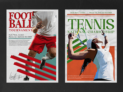 Tennis & Football Posters design football graphic design illustration poster soccer sport tennis typography