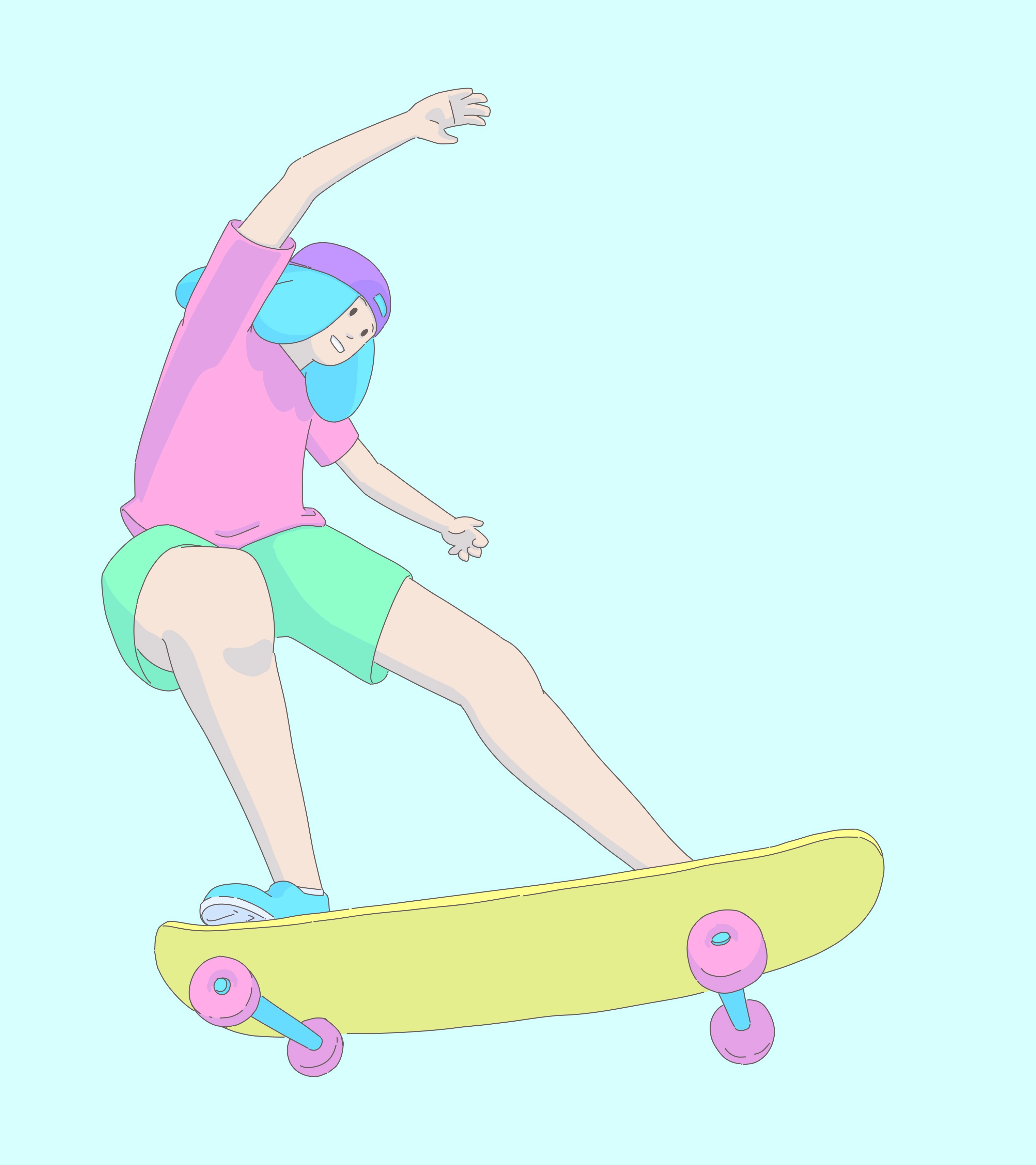 Skateboarder character design design illustration