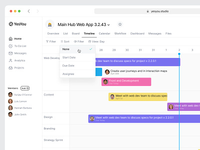 Dashboard Project Timeline admin app b2b dashboard employee interaction jira monday product design project management saas scheduler scheduling task task management team timeline todo ui ux