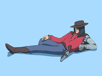 Sci-Fi Cowboy character design design illustration