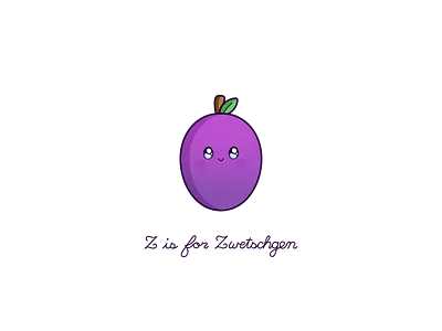Day 142-365 Z is for Zwetschgen cute design fruit kawaii prune vector zwetschgen