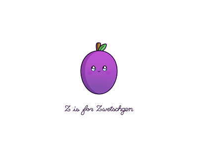 Day 142-365 Z is for Zwetschgen cute design fruit kawaii prune vector zwetschgen