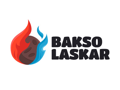 Bakso Laskar Logo bakso blue branding brown fire laskar logo meatball red