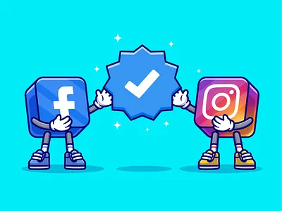 Verified✅ character connection facebook icon illustration instagram internet logo mascot media meta relationship shoes smartphone social media team technology verified web