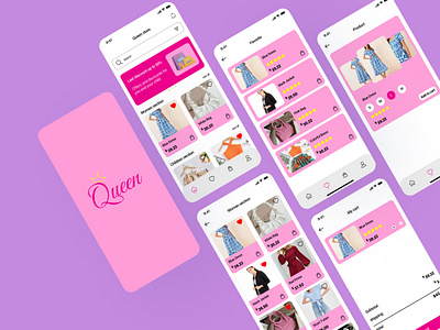 Clothing store "Queen" - Mobile App 3d animation clothing app logo mobile app prototype shop store ui uiux