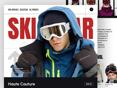 PowderPro Landing Page apparel clothing clothing brand design fashion high fashion homepage landing page marketplace menswear minimal online store outfit ski ski wear style trend wear web