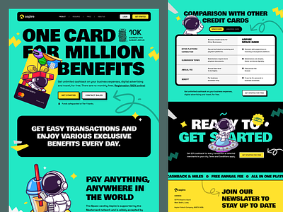 Aspire - Digital Credit Card Website bold cash credit card digital bank features finance financial illustration landing page money payment ui ux web web design website