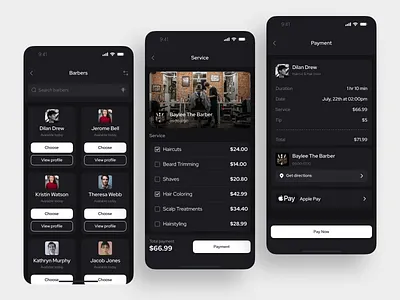 Buzz Mobile App - Payment Flow barber barbers barbershop beardtrimming haircut haricolor haristylling payment service services shave store