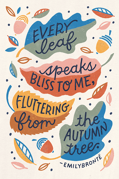 Every Leaf Speaks Bliss graphic design handlettering illustration leaves lettering type