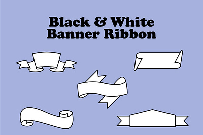 Black And White Banner Ribbon banner black decoration design element graphic design icon illustration ribbon vector white