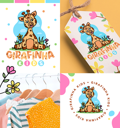 Logo Design to "Girafinha Kids" branding business card childlogo cutelogo design giraffe graphic design illustration kidslogo logo logotipo logotype vector