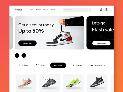 Shoe Marketplace Landing Page - Lanjo design landing page modern shoe sport ui ux web website