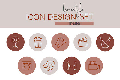 Linestyle Icon Design Set Theater drama