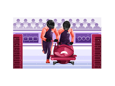 Bobsleigh Sport Illustration fast