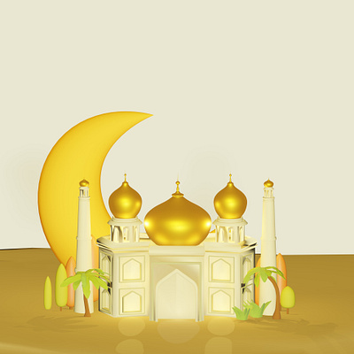 3D Mini Mosque 3d graphic design