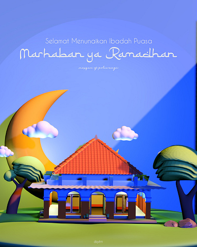 3D Mosque in ramadhan 3d graphic design