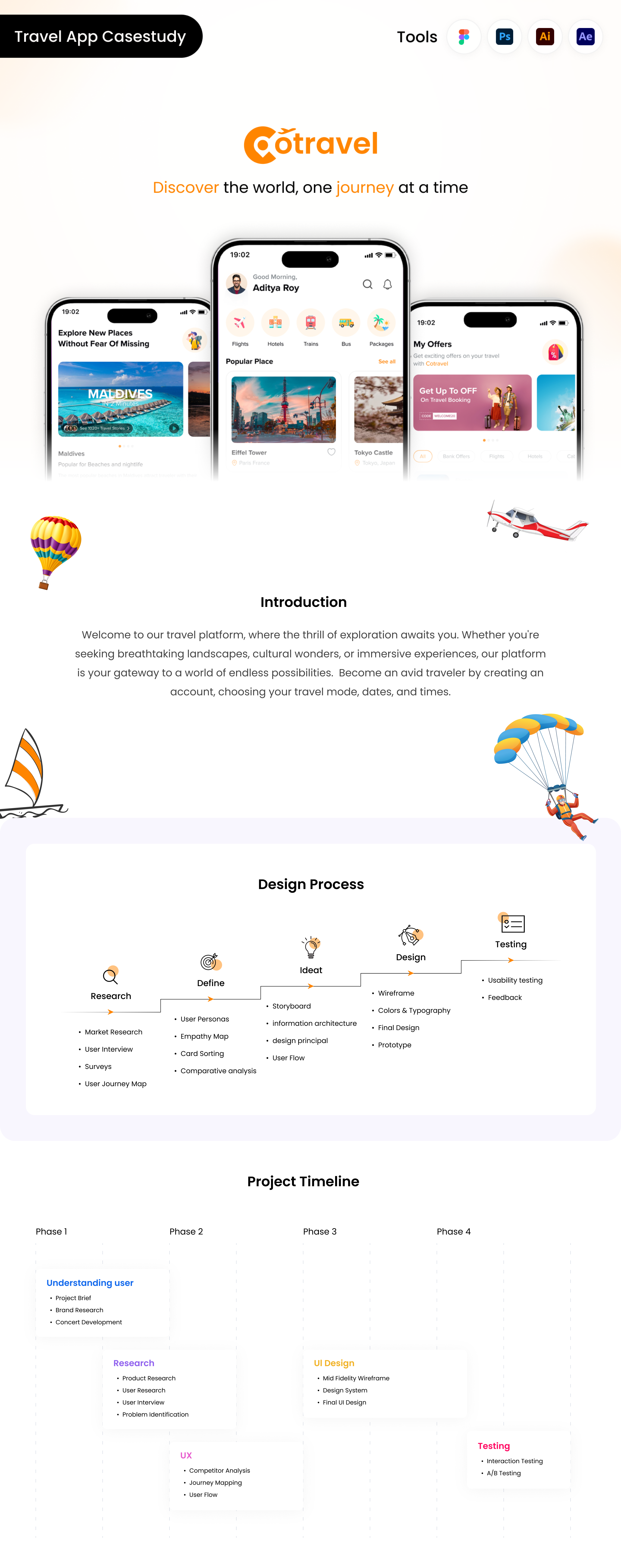 Travel App - UI/UX case study | Cotravel agency app design application booking case study explore figma flight flight booking graphic design illustration motion graphics tourism travel travel booking travel service trending trip planner uiux vacation