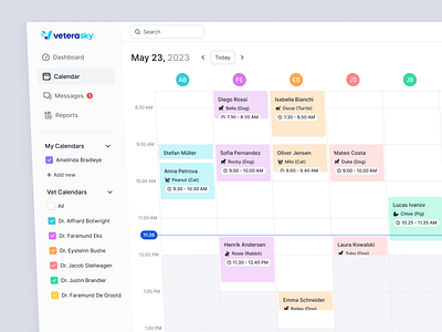 VeteraSky - Cloud-based veterinary practice management software animal booking claendar clinic cloud dashboard doctor management owner pet practice redesign ui ux veterinary
