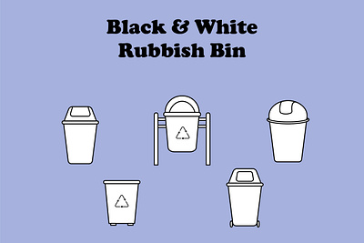 Black and White Rubbish Bin adobe illustrator black design digital element graphic design icon illustration rubbish bin trash can vector white