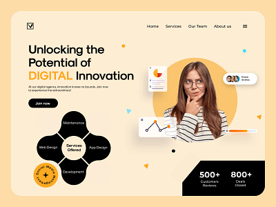 Digital Agency Landing Page banking black design digital digital agency digital agency landing page finance landing page ui ui design ux yellow