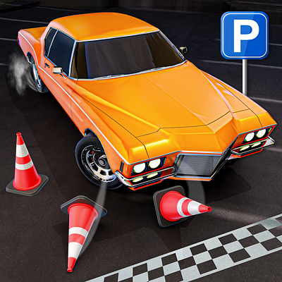 Classic Car Parking Game 2d art 2d game design 3d 3d render blender car game car parking classic car game game game art game design graphic design graphics design illustration logo logo design ui