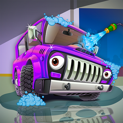 Car Wash Game Logo Design 2d 2d game art 3d car game car game design car washing game design game game art game design graphic design illustration logo ui ux