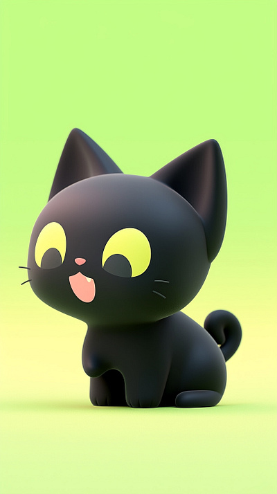 a cute black cat animation dall e