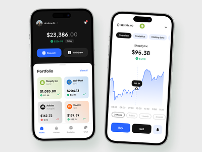 Stock Trading App app design finance financial financial app invest app investment investments mobile stock stocks trading trading app ui