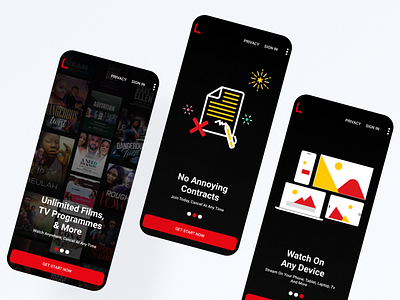 Lewabo - OTI Platform app black cinema clean design drama minimal movie movies online oti red tv ui ux uxui