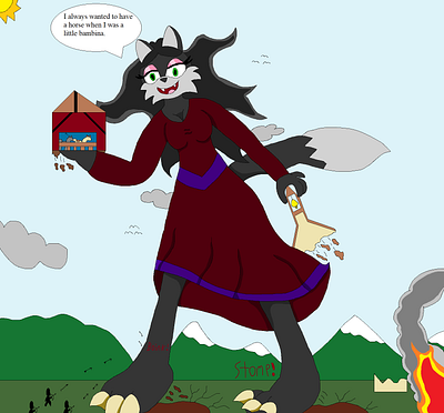 Aurelia's New Pets adults anthro character dress fantasy furry giant illustration kaiju medevial mobian monster oc red sonic supernatural superpowers vixen wiitches woman