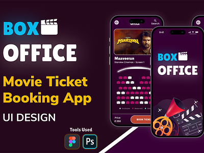 Movie Ticket Booking App - UI Design adobe photoshop app ui application ui design design figma figma prototype movie movie ticket booking app ticket booking app ui ui design uiux