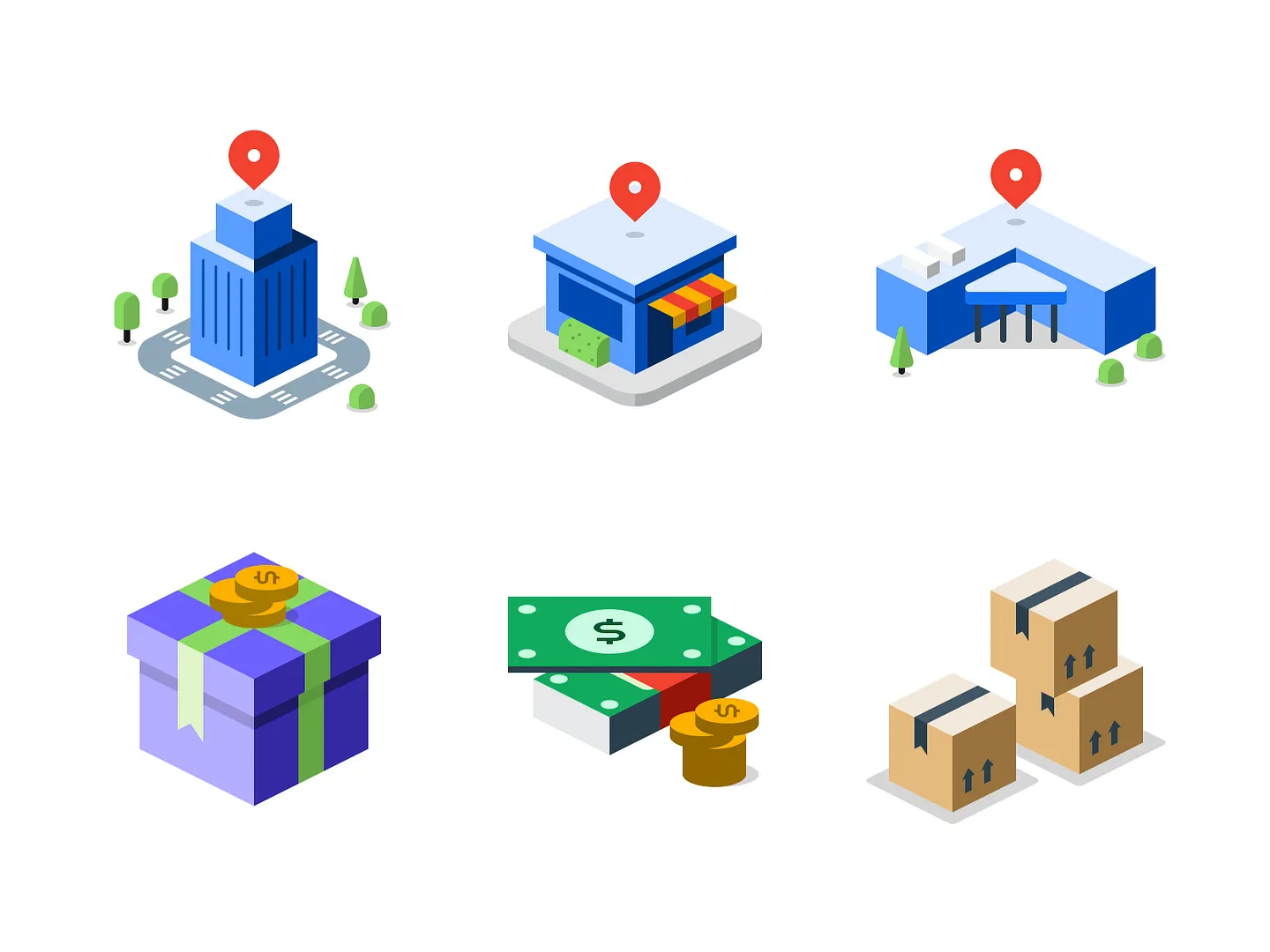 Modern Isometric Icons for Mall Websites