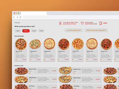 PizzaAmericano Web&Tablet app branding design graphic design illustration logo typography ui ux vector