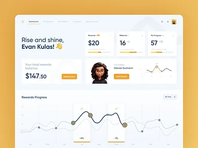 BloomBoost - Dashboard analytics chart clean dashboard data design system dtailstudio figma insights kpi minimal progress referrals rewards saas template tracking ui ux web design