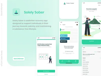 Solely Sober Addiction Recovery App addiction recovery app design figma figma app recovery app ui ui design uiux design