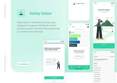 Solely Sober Addiction Recovery App addiction recovery app design figma figma app recovery app ui ui design uiux design