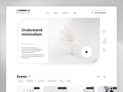 Minimalistic Museum Website black design minimalistic museum ui ux web white