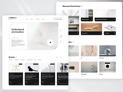 Museum website. Main page black design minimalistic museum ui ux web white