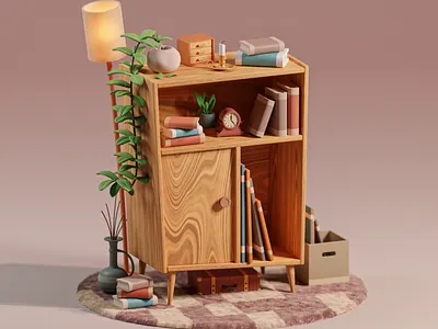 Little cozy scene 3d 3d art blender book colorful cozy cute
