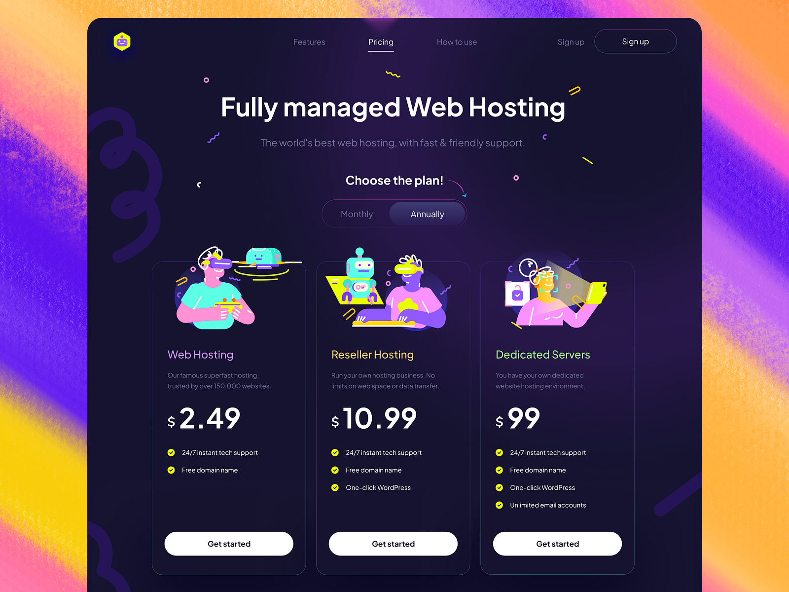 Web Hosting Pricing Page by Randompopsycle for Orenji Studio on Dribbble