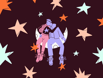 🌙 character character design contrast couple cute characters cute illustration design details family hope illustration illustration 2d love minimal art moon pastels people stars web illustration