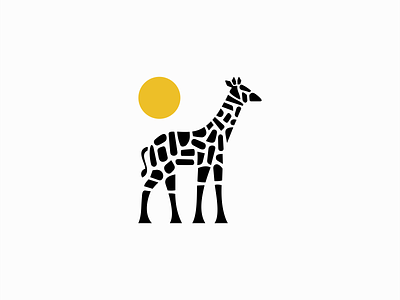 Giraffe Logo abstract animal branding design dots geometric giraffe icon illustration kids logo mark minimalist negative space savanna simple sun vector wildlife zoo