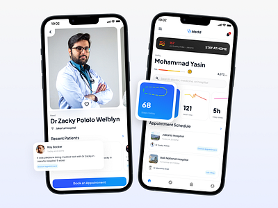 Medd - a medical mobile app air dashboard design doctor graph health home hospital landing page medic medical mobile ui