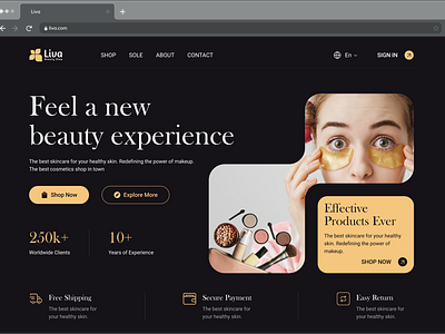 Liva Beauty Shop Design app design beauty product shop beauty shop branding design e commerce illustration landing page landing page ui liva logo ui ui design ui template ui ux design web template website deign